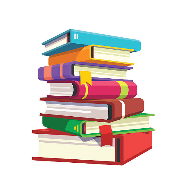 Pile of hardcover books. Stack of literature in colorful covers. Flat style modern vector illustration isolated on white background.